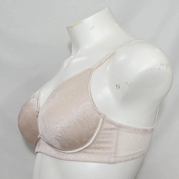 Olga 30552 Curves Wire-free Satin Jacquard Contour Bra 36D Beige - Picture 3 of 5